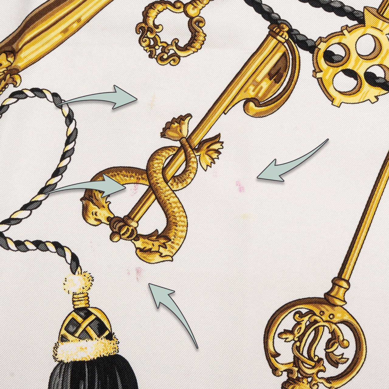 Hermès Hermès Classic "Les Clefs" Silk Carre 90 Scarf Tuch Zwart