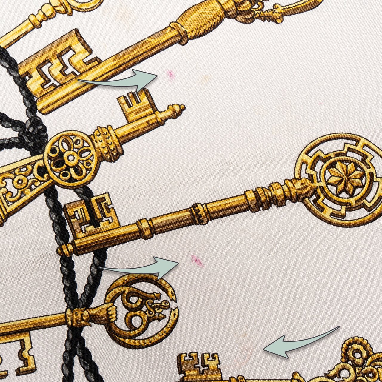 Hermès Hermès Classic "Les Clefs" Silk Carre 90 Scarf Tuch Zwart