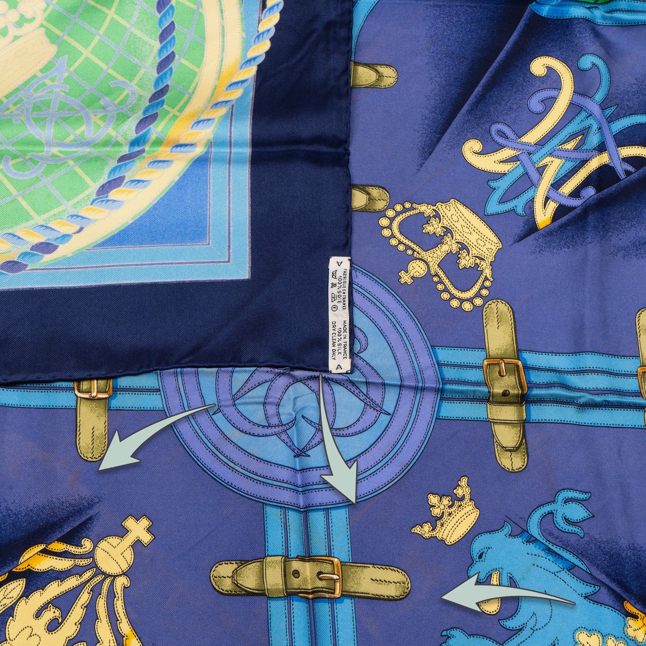 Hermès Hermès Classic "GRANDE TENUE" Silk Carre 90 Scarf Tuch Blauw