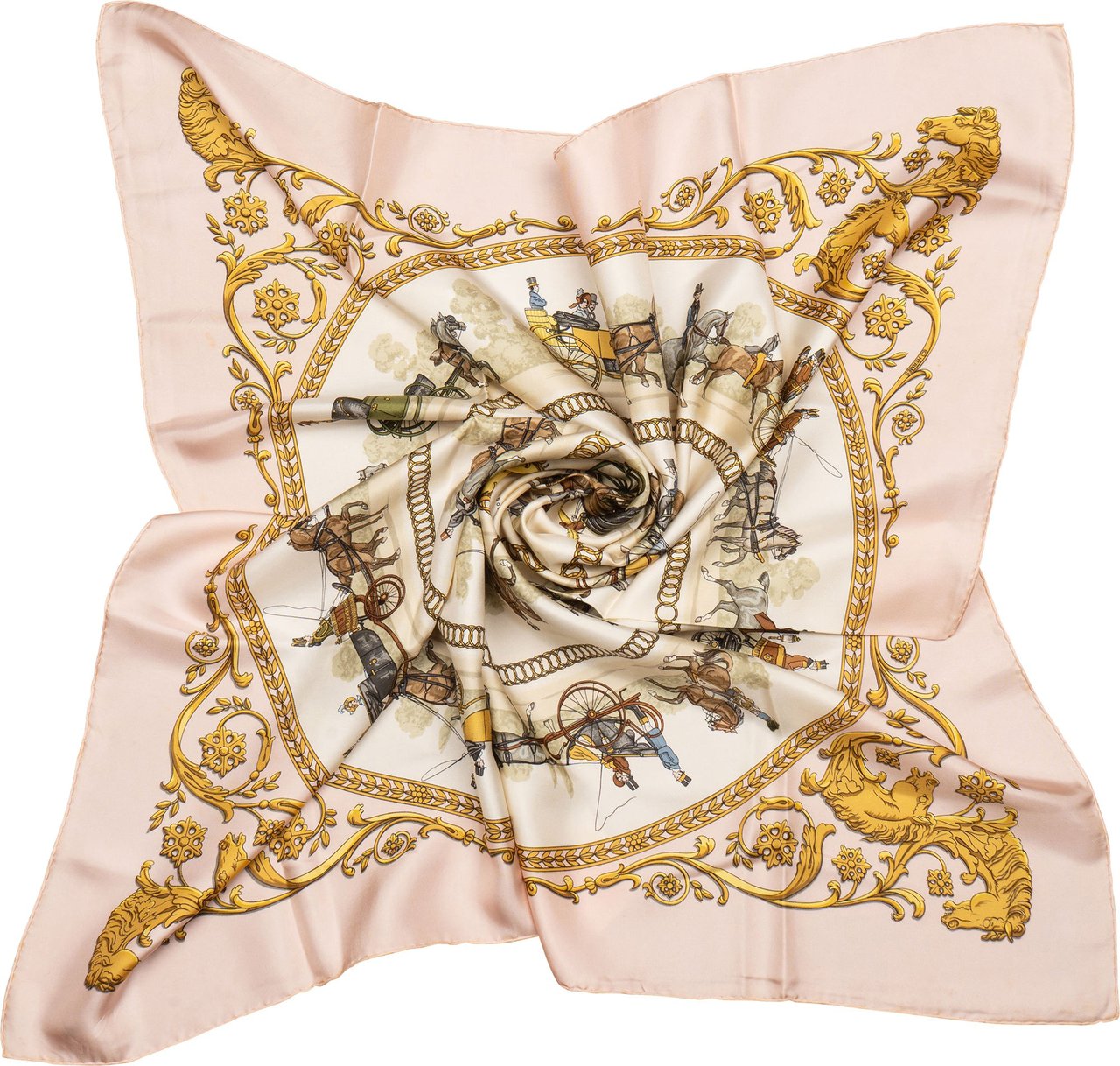 Hermès Hermès Classic "LA PROMENADE DE LONGCHAMPS" Silk Carre 90 Scarf Tuch Rood