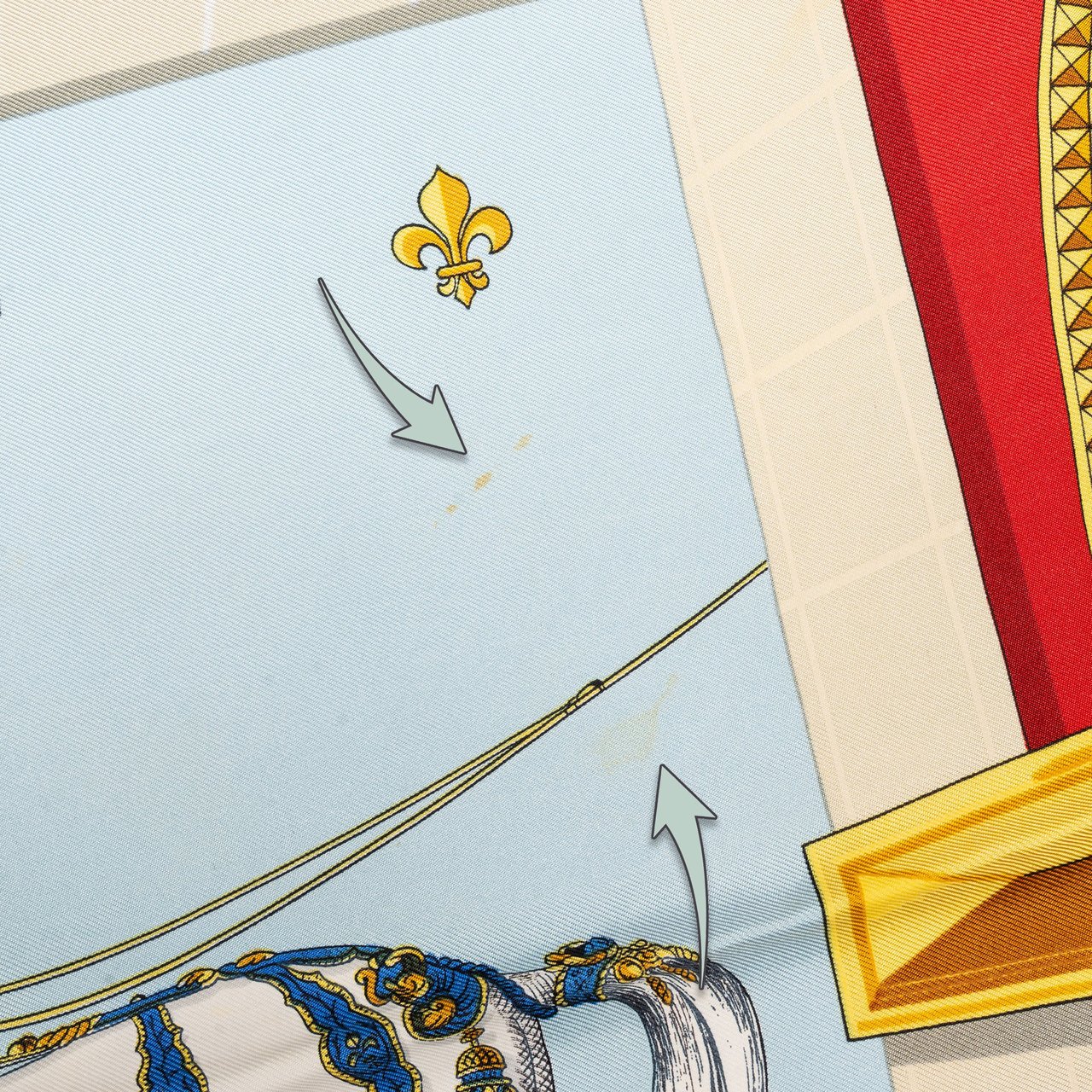 Hermès Hermès Classic "GRAND APPARAT" Silk Carre 90 Scarf Tuch Blauw