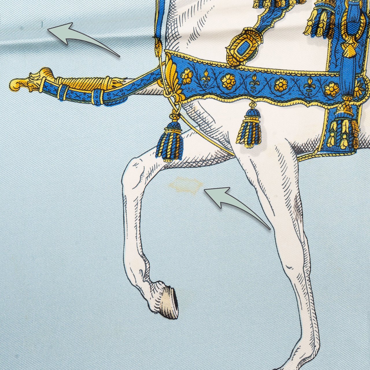 Hermès Hermès Classic "GRAND APPARAT" Silk Carre 90 Scarf Tuch Blauw