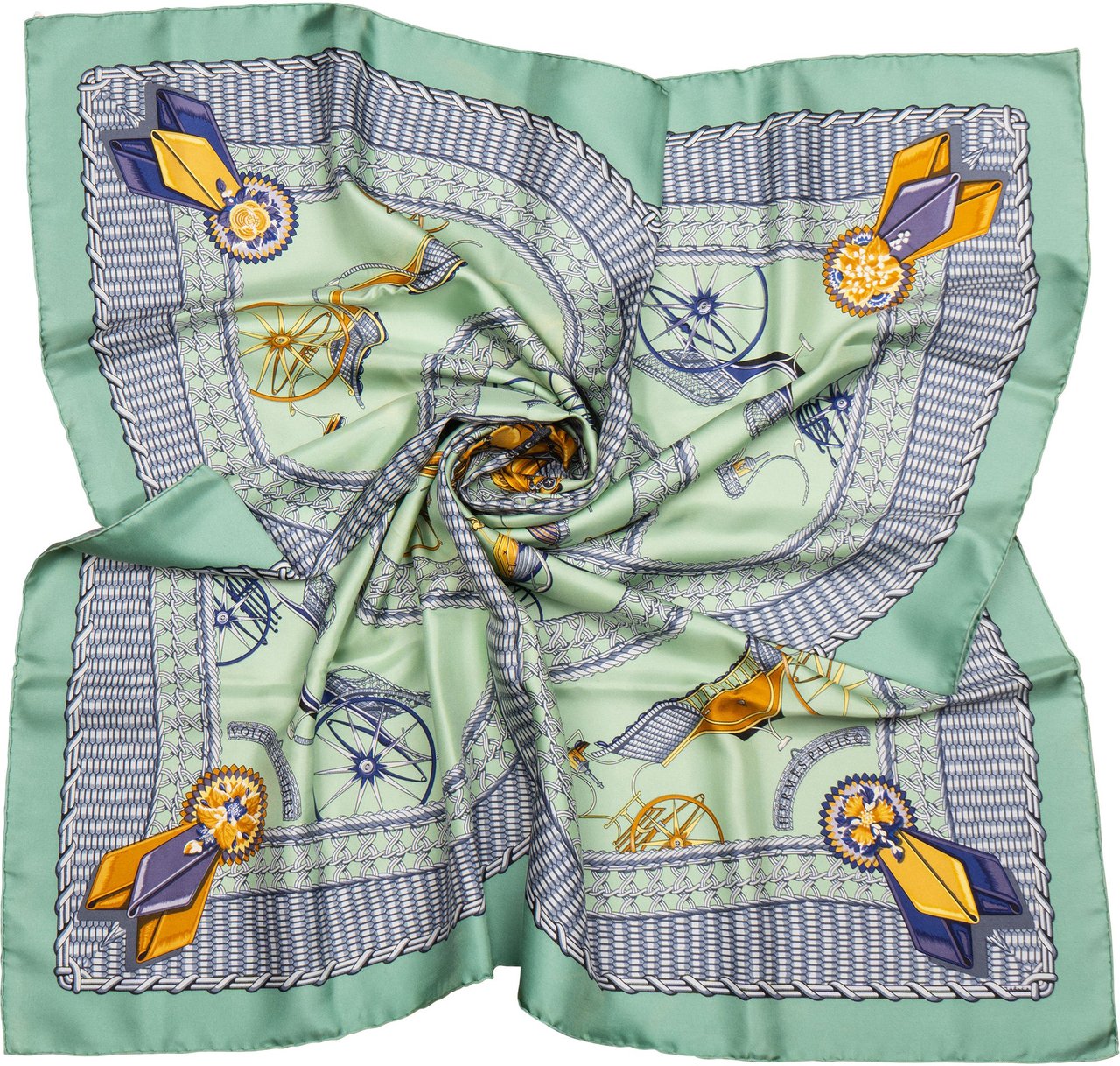 Hermès Hermès Classic "Entraineur" Silk Carre 90 Scarf Tuch Groen