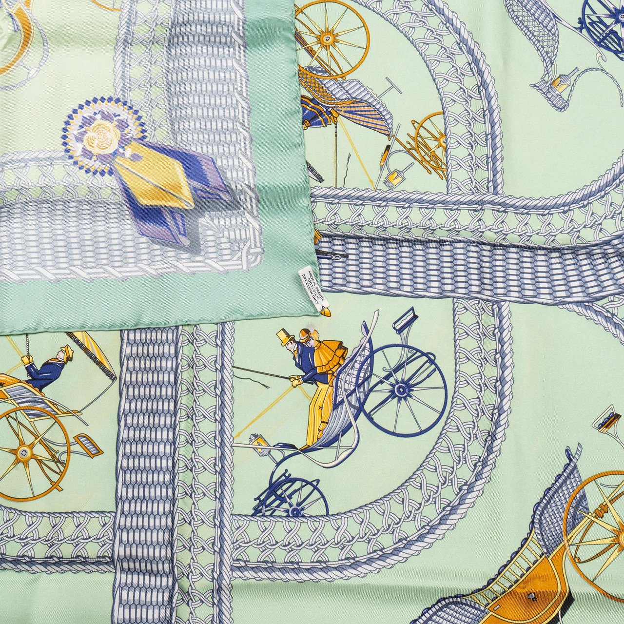 Hermès Hermès Classic "Entraineur" Silk Carre 90 Scarf Tuch Groen