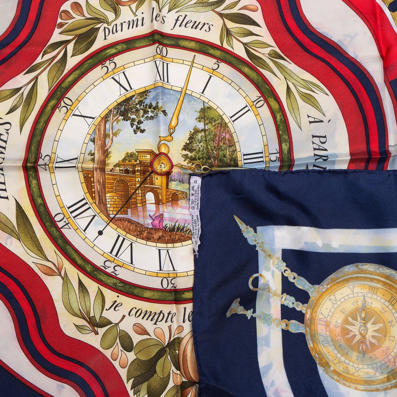 Hermès Classic "parmi le fleurs" Silk Carre 90 Scarf Tuch Blauw