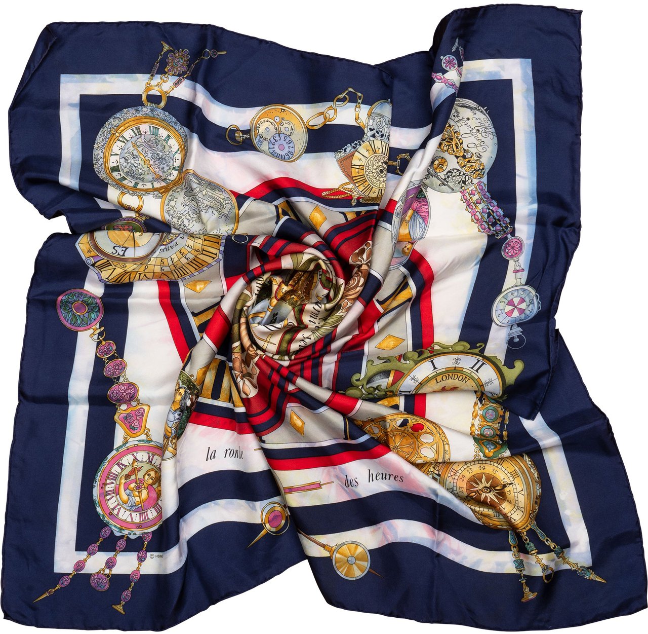 Hermès Hermès Classic "parmi le fleurs" Silk Carre 90 Scarf Tuch Blauw