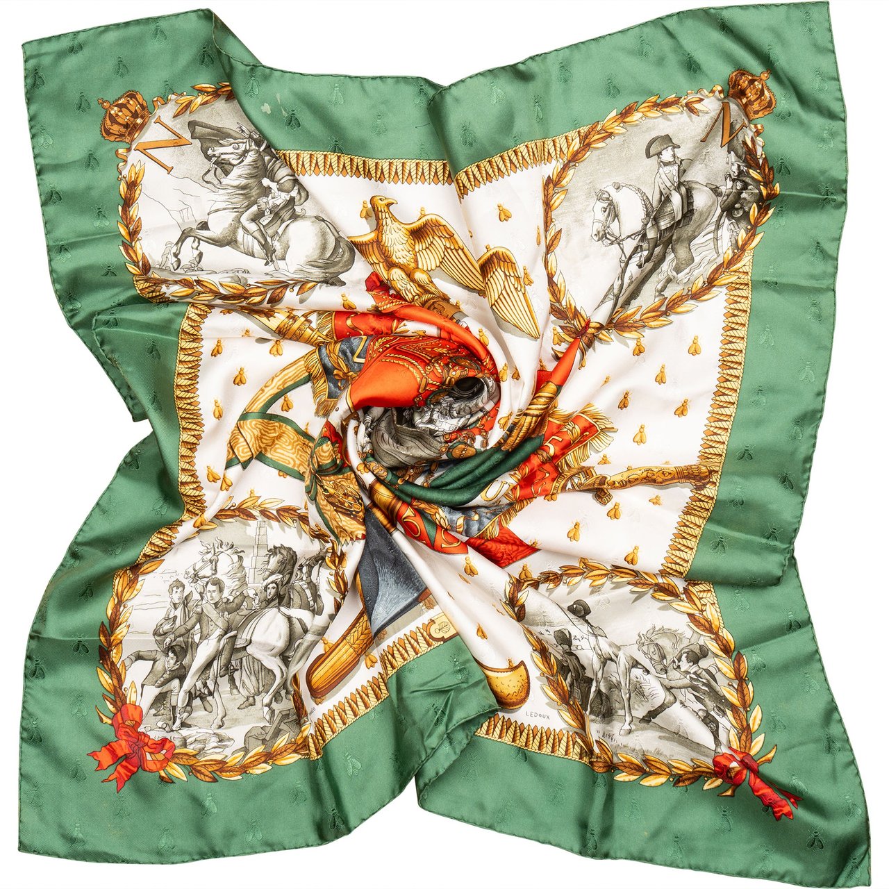 Hermès Hermès Classic NAPOLÉON" Silk Carre 90 Scarf Tuch Groen