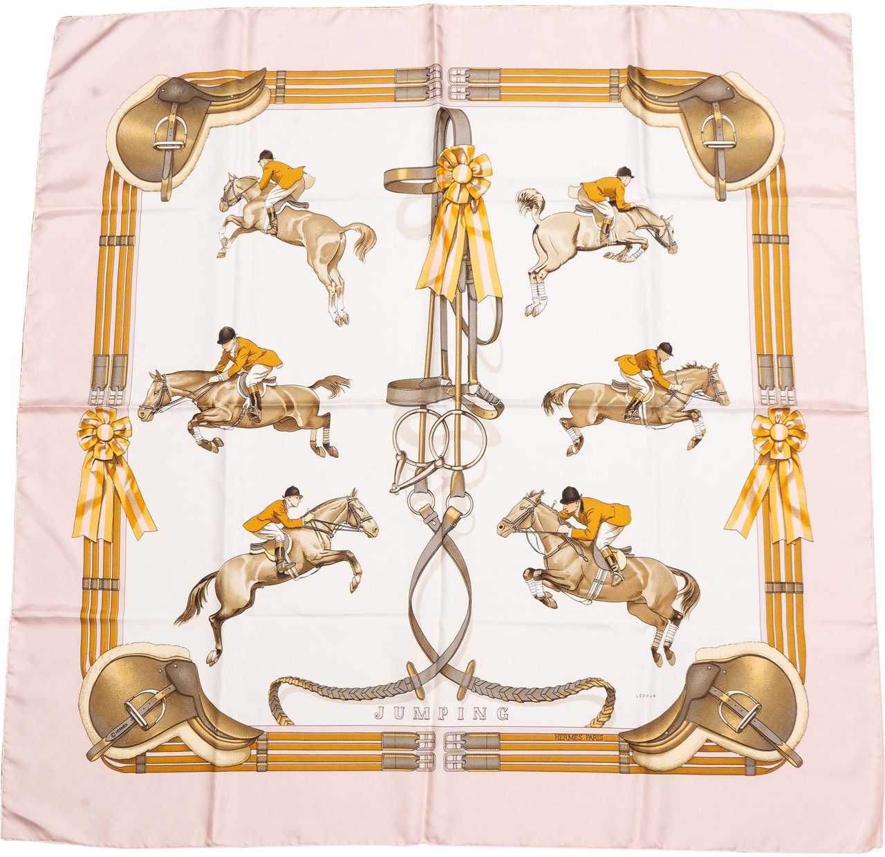 Hermès Hermès Classic "JUMPING" Silk Carre 90 Scarf Tuch Rood