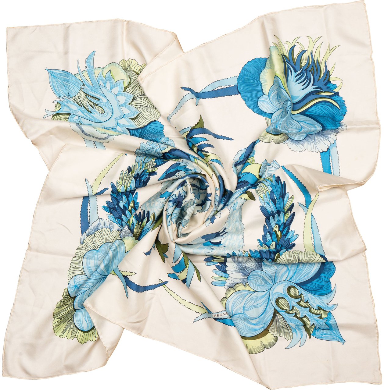 Hermès Hermès Classic "TAHITI" Silk Carre 90 Scarf Tuch Wit