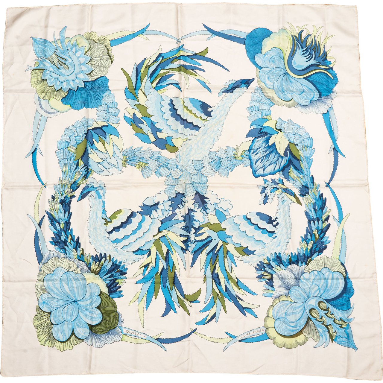 Hermès Hermès Classic "TAHITI" Silk Carre 90 Scarf Tuch Wit