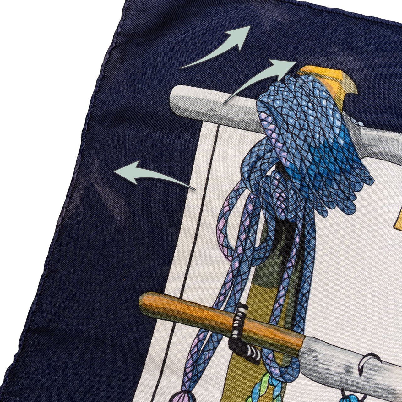 Hermès Hermès Classic "Passemenerie" Silk Carre 90 Scarf Tuch Blauw