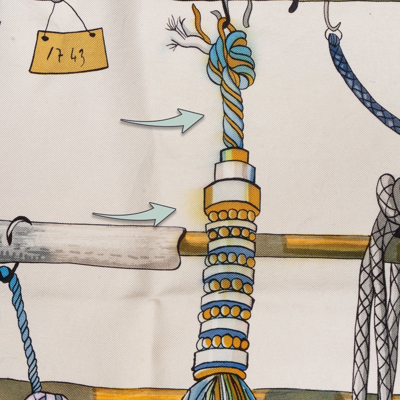 Hermès Hermès Classic "Passemenerie" Silk Carre 90 Scarf Tuch Blauw