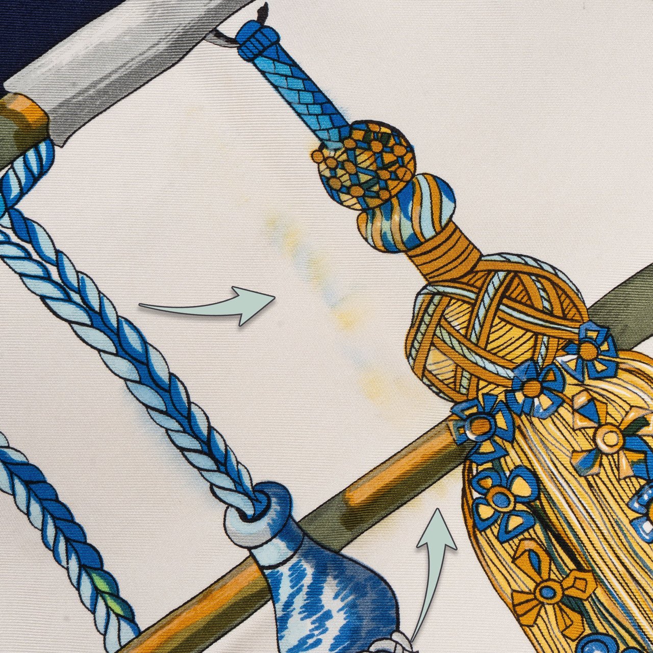 Hermès Hermès Classic "Passemenerie" Silk Carre 90 Scarf Tuch Blauw