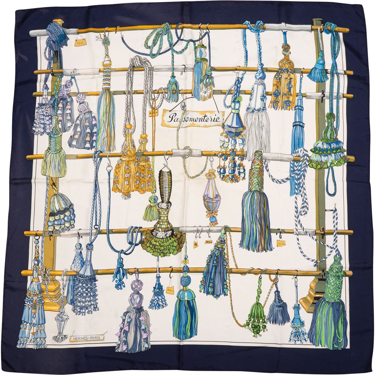 Hermès Hermès Classic "Passemenerie" Silk Carre 90 Scarf Tuch Blauw