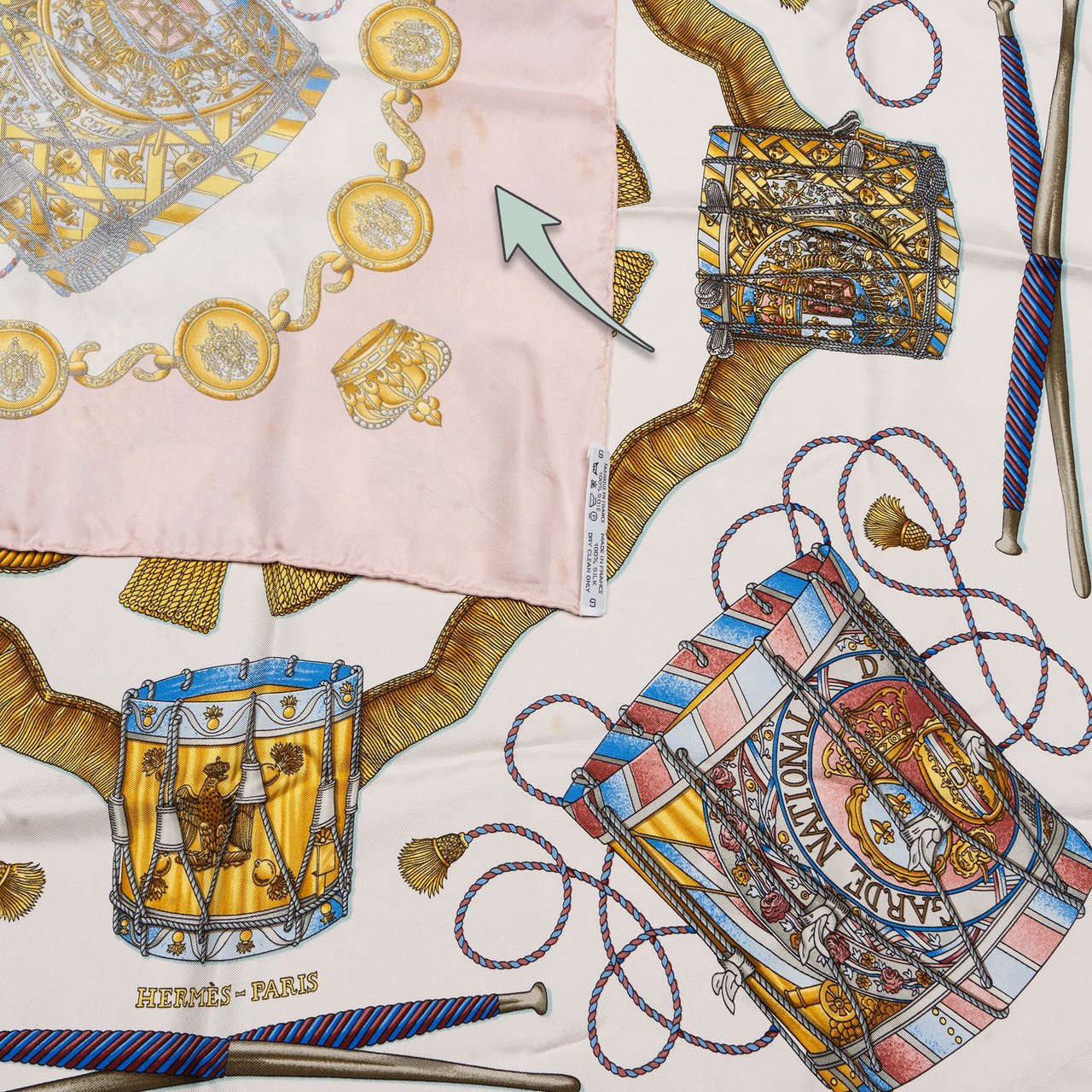 Hermès Hermès Classic "LES TAMBOURS" Silk Carre 90 Scarf Tuch Divers