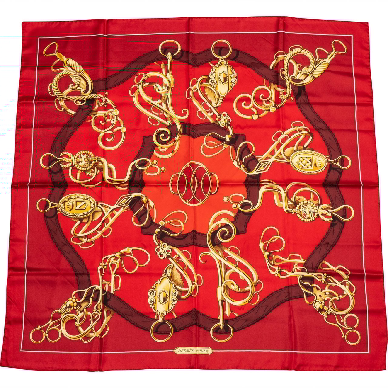 Hermès Hermès Classic "Lift Profile" Silk Carre 90 Scarf Tuch Rood