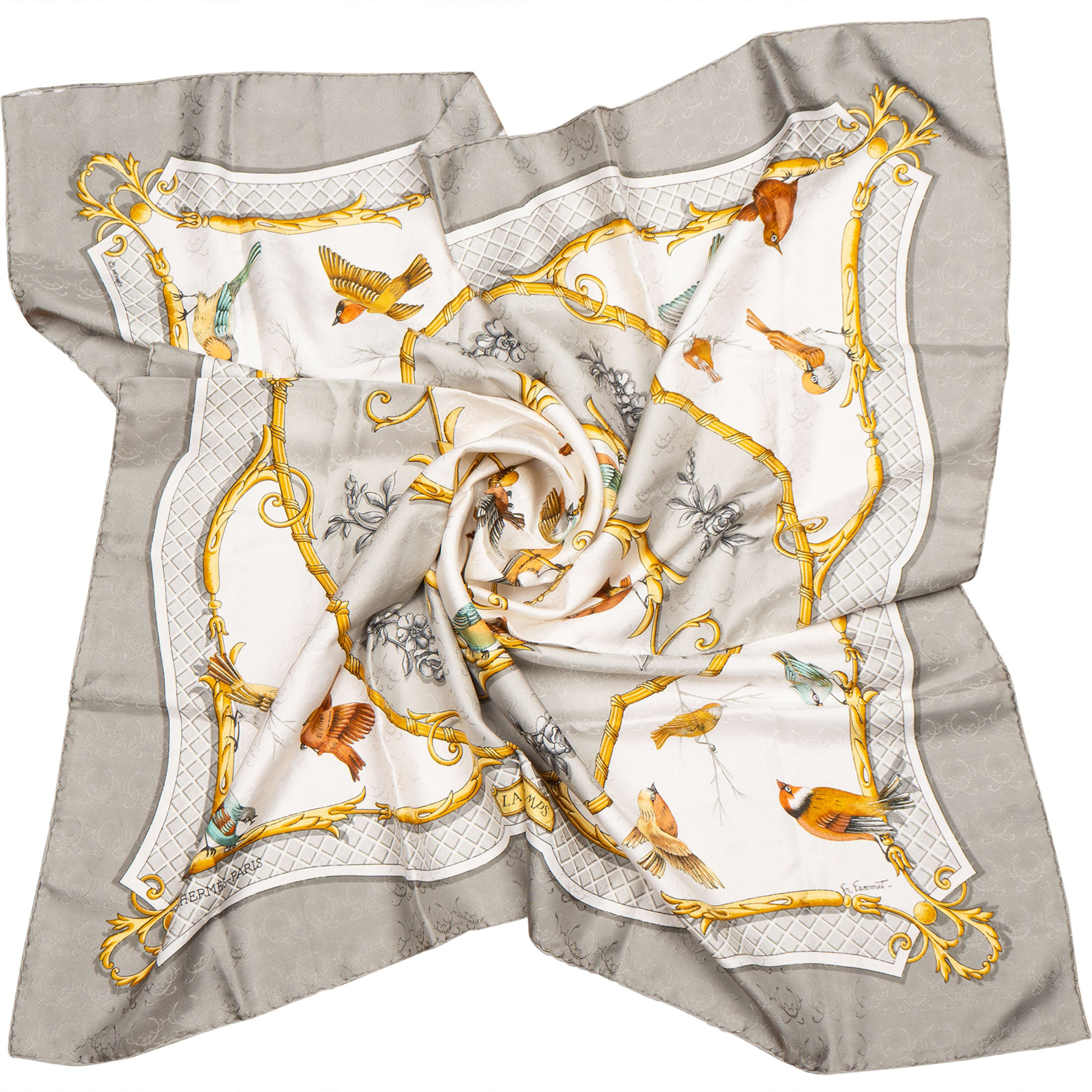 Hermès Hermès Classic "LA CLE des CHAMPS" Silk Carre 90 Scarf Tuch Donkergrijs