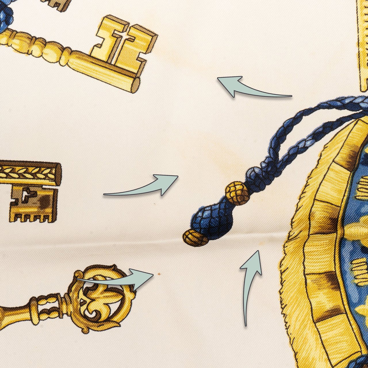 Hermès Hermès Classic "Les Clefs" Silk Carre 90 Scarf Tuch Blauw