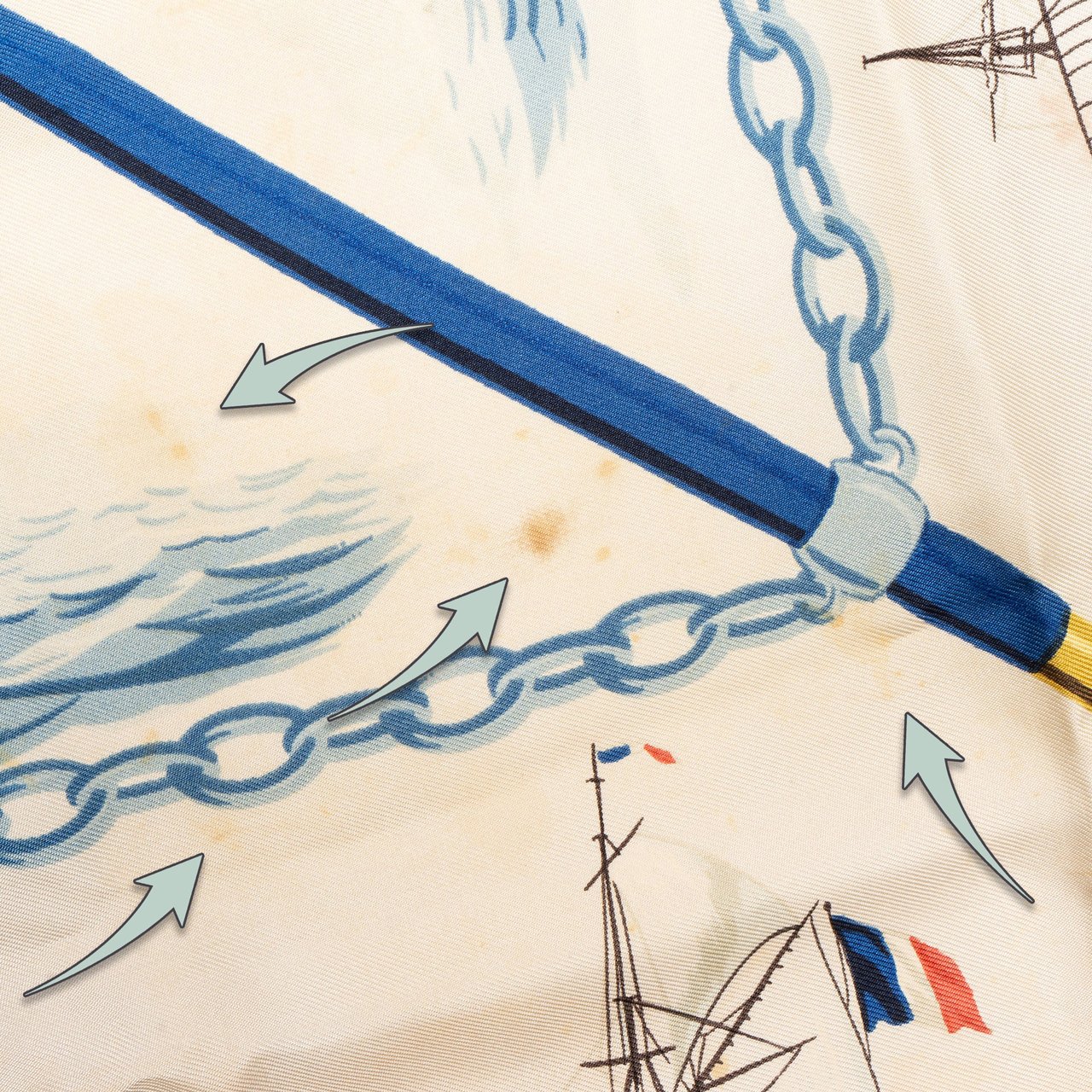 Hermès Hermès Classic "La Marine en Bois" Silk Carre 90 Scarf Tuch Oranje