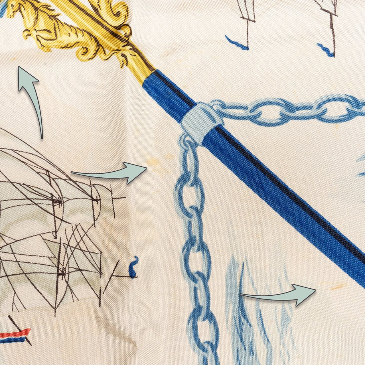 Hermès Hermès Classic "La Marine en Bois" Silk Carre 90 Scarf Tuch Oranje