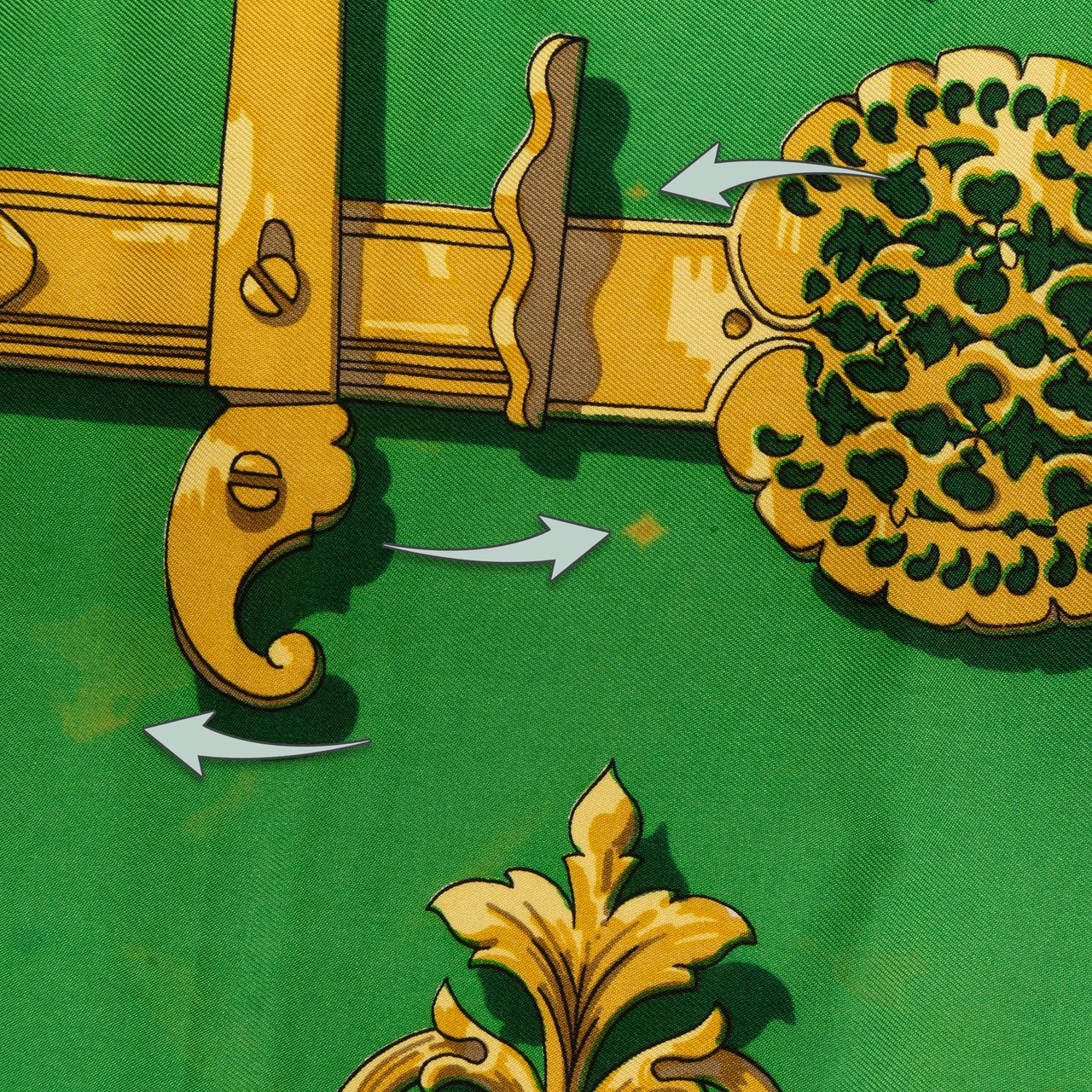 Hermès Hermès Classic "FERRONNERIE" Silk Carre 90 Scarf Tuch Groen