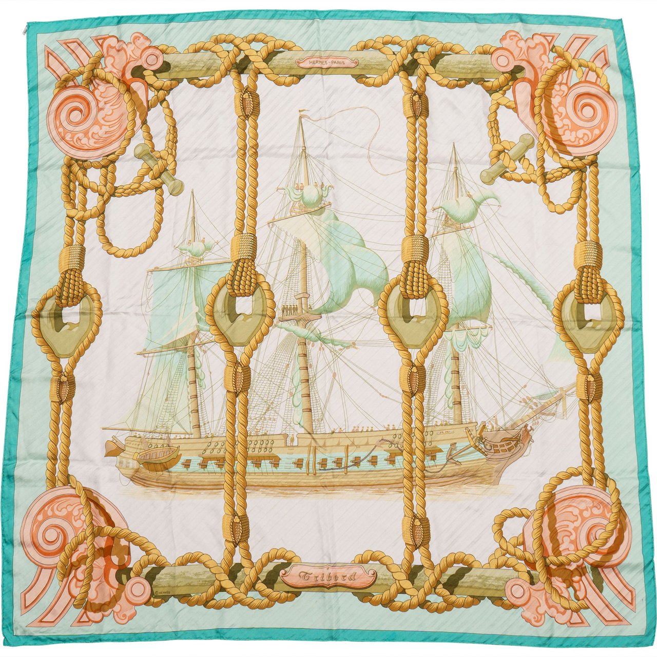 Hermès Hermès Classic "Tribord" Silk Carre 90 Scarf Tuch Blauw