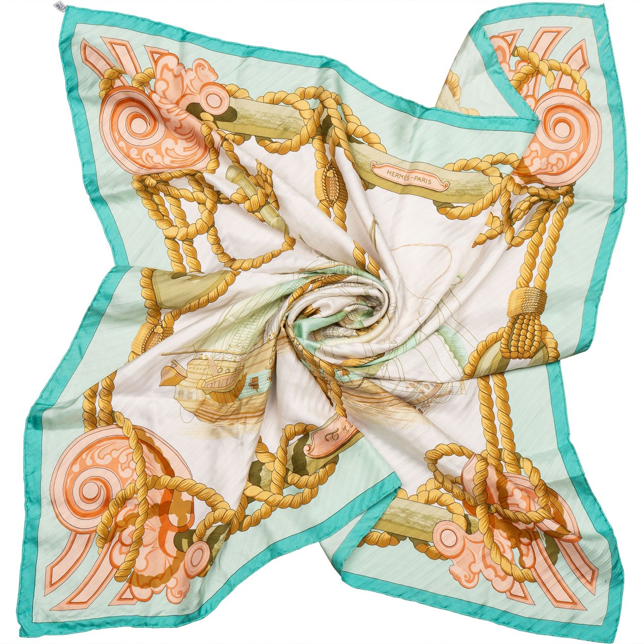 Hermès Hermès Classic "Tribord" Silk Carre 90 Scarf Tuch Blauw