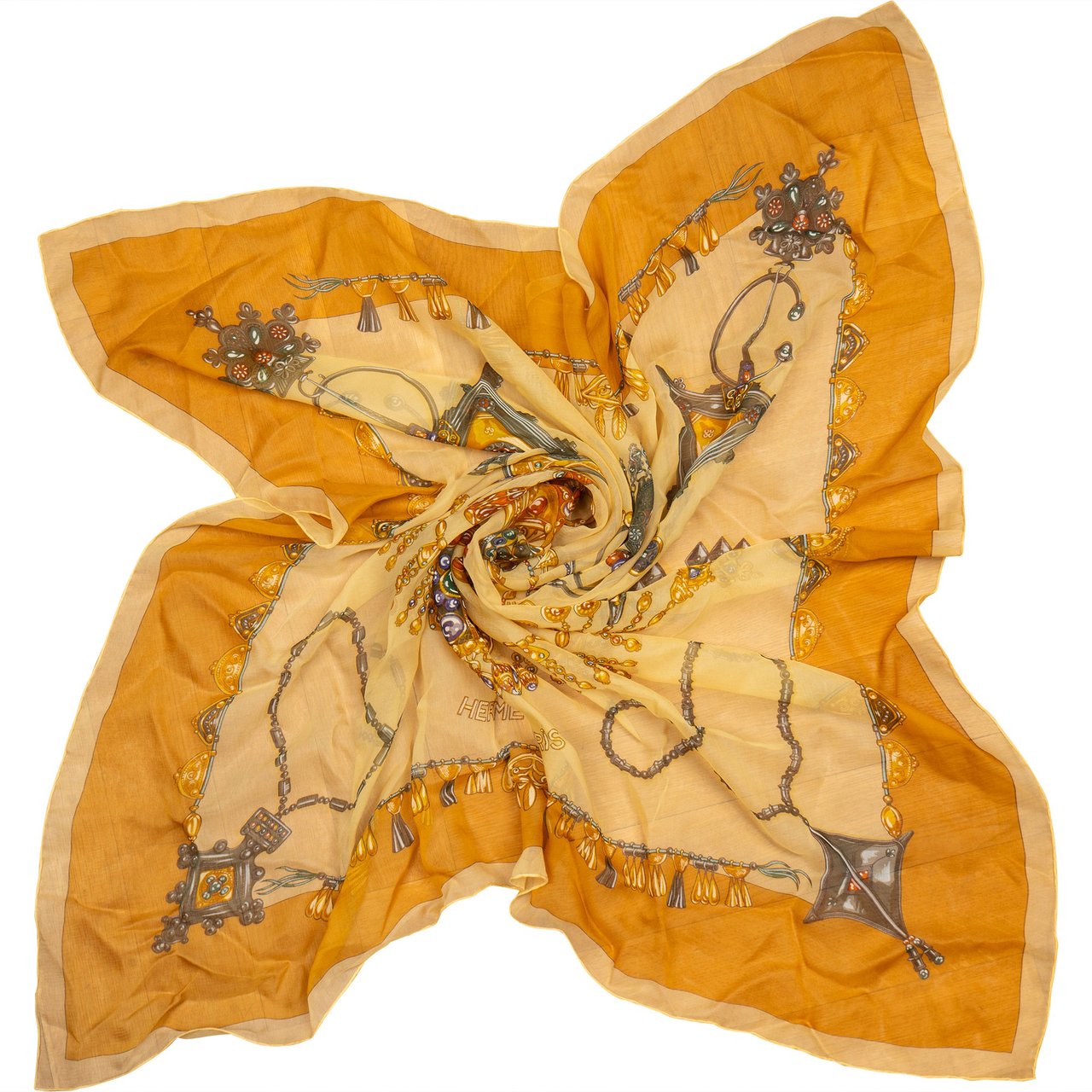 Hermès Light "FARURES DES SABLES" Silk Carre 90 Scarf Tuch Beige