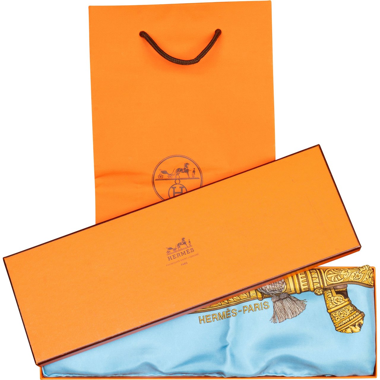 Hermès Hermès Classic "GRAND UNIFORME" Silk Carre 90 Scarf Tuch Blauw