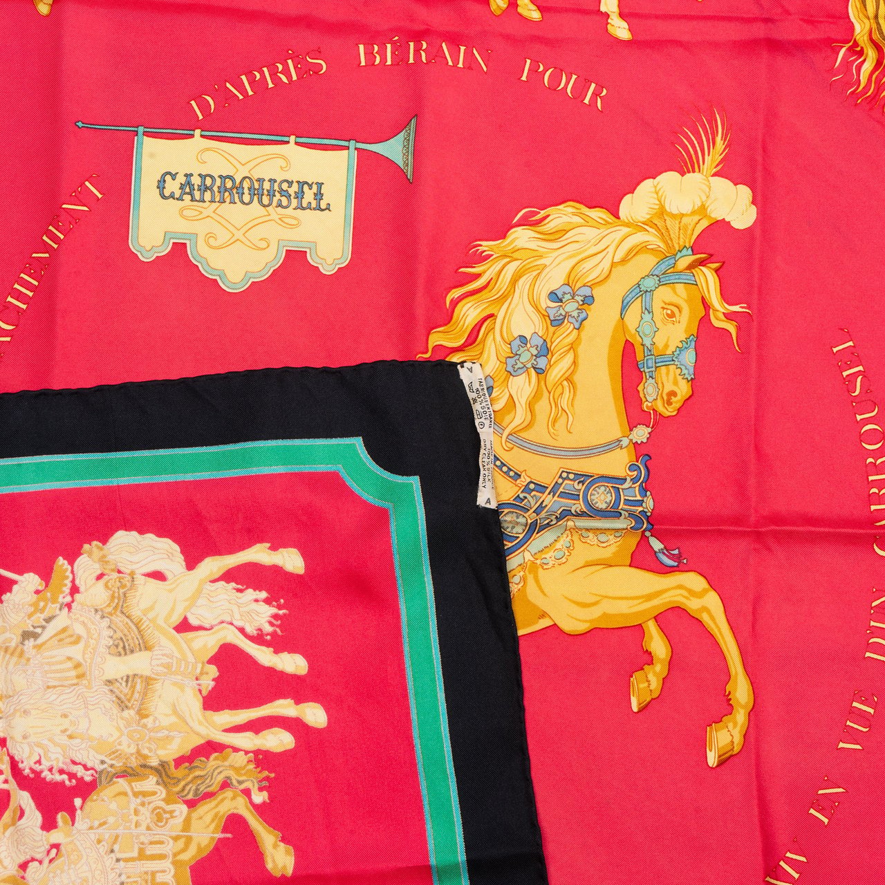 Hermès Classic "CARROUSEL" Silk Carre 90 Scarf Tuch Rood