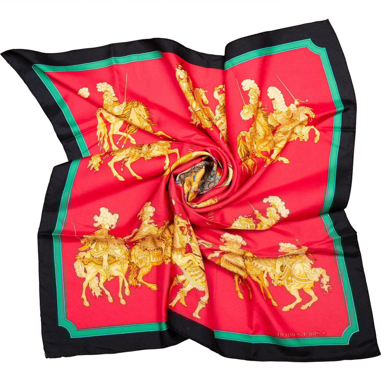 Hermès Hermès Classic "CARROUSEL" Silk Carre 90 Scarf Tuch Rood