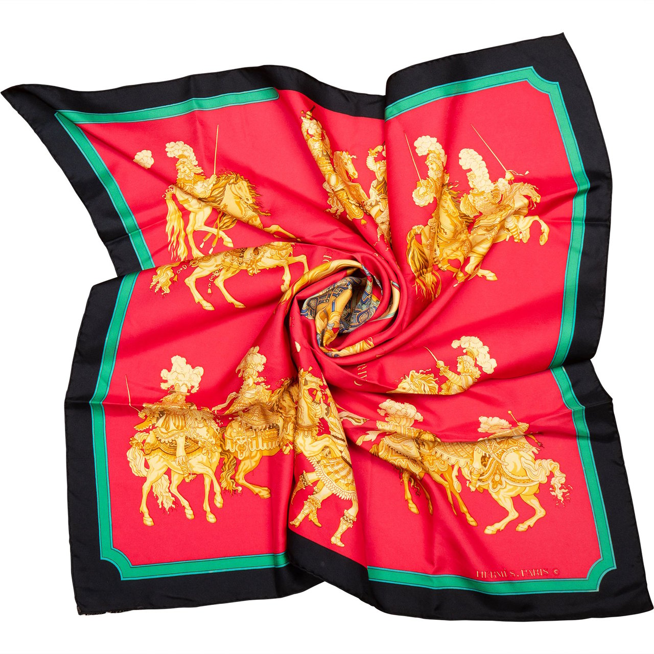 Hermès Classic "CARROUSEL" Silk Carre 90 Scarf Tuch Rood