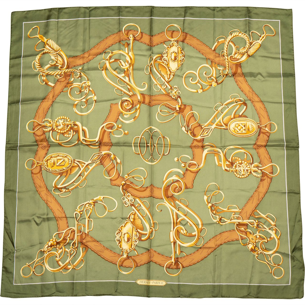 Hermès Hermès Classic "Profile" Silk Carre 90 Scarf Tuch Groen