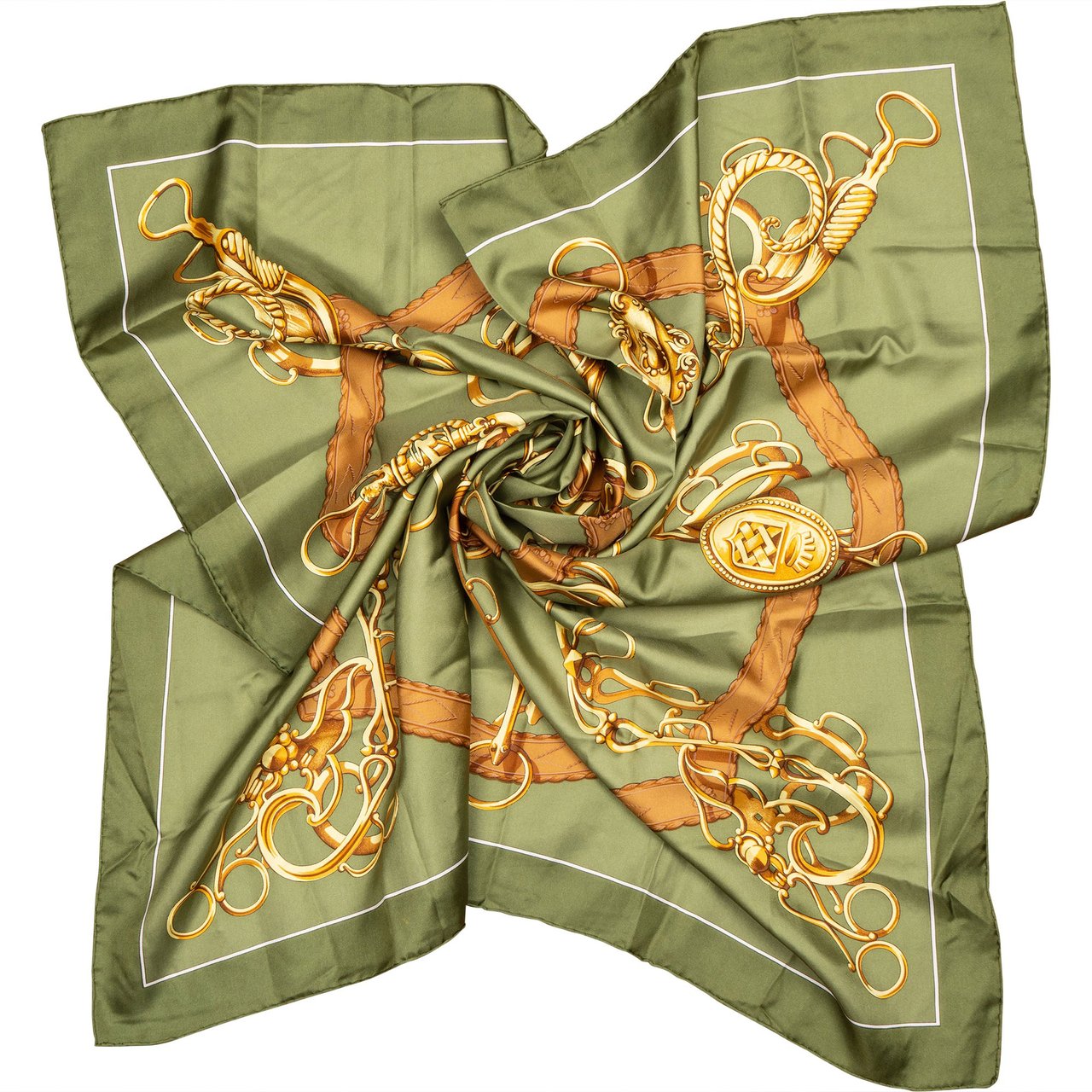 Hermès Hermès Classic "Profile" Silk Carre 90 Scarf Tuch Groen
