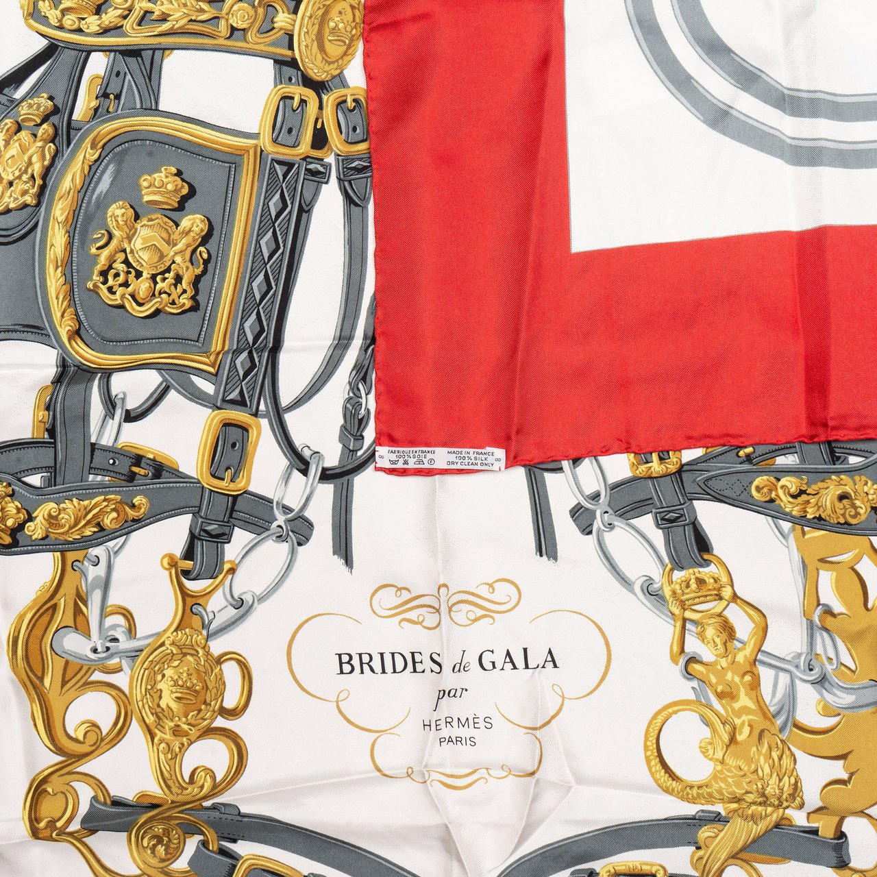 Hermès Classic "BRIDES de GALA" Silk Carre 90 Scarf Tuch Rood