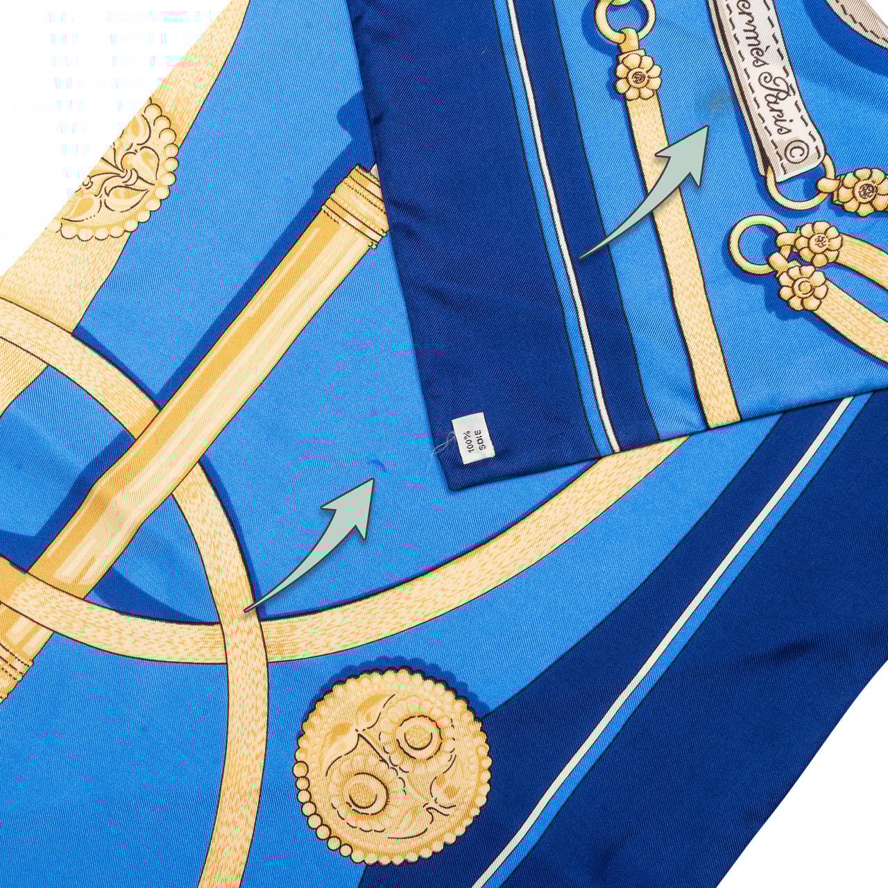 Hermès Hermès Bleu "Gaucho" Silk Twilly Maxi Scarf Schal Blauw