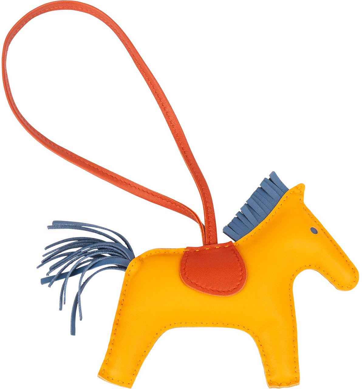 Hermès Hermès Tricolor Leather Rodeo MM Pendant Geel