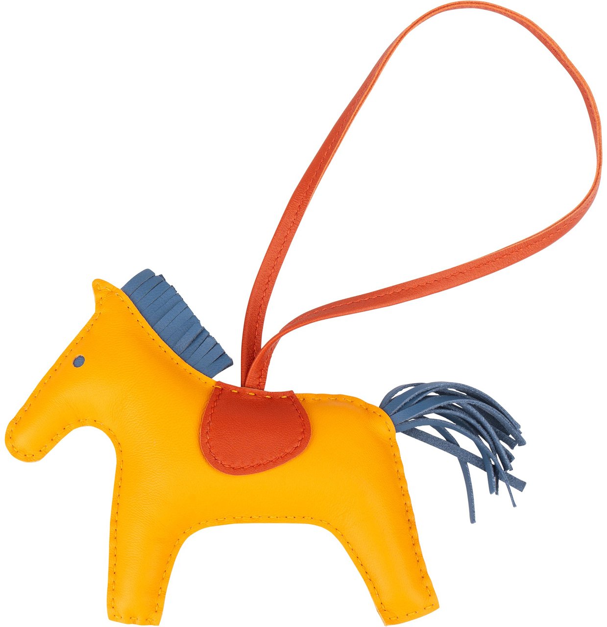 Hermès Hermès Tricolor Leather Rodeo MM Pendant Geel