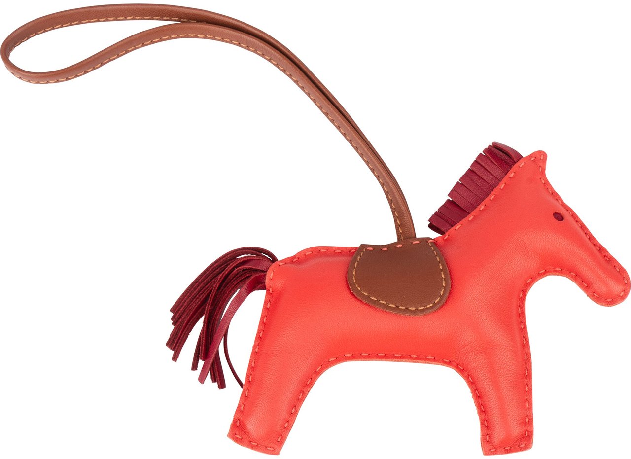 Hermès Hermès Tricolor Leather Rodeo MM Pendant Rood
