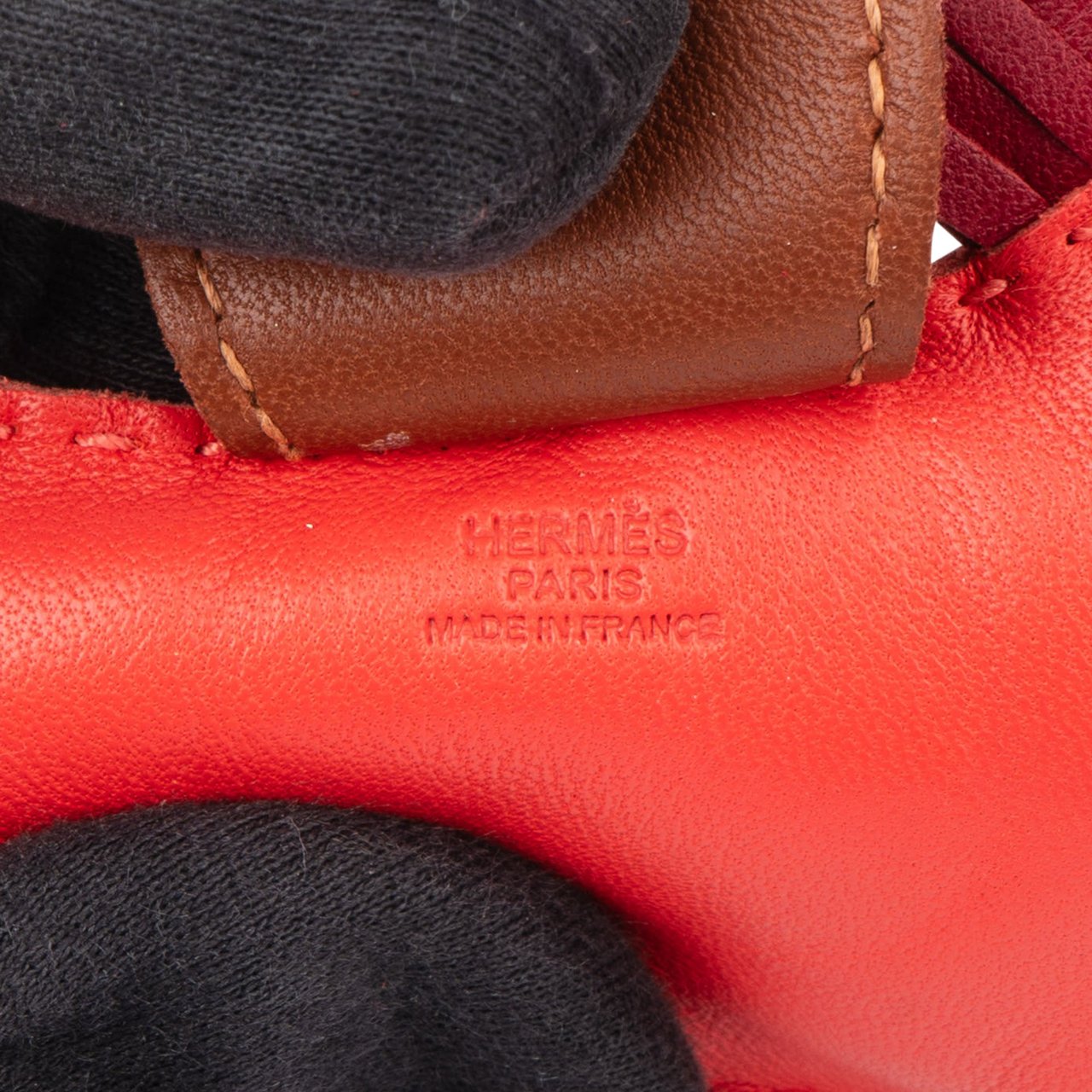 Hermès Hermès Tricolor Leather Rodeo MM Pendant Rood