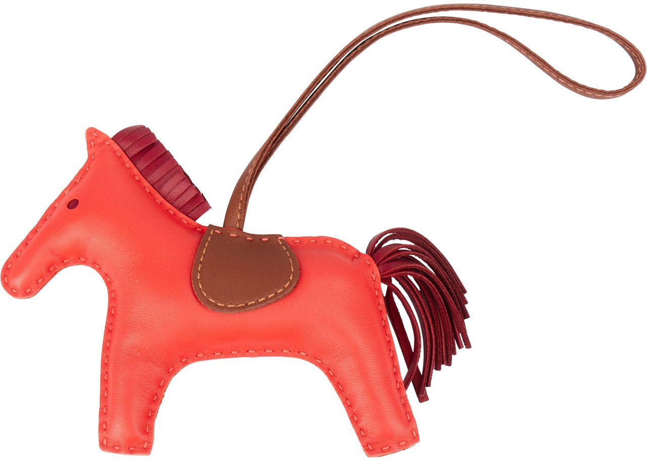 Hermès Hermès Tricolor Leather Rodeo MM Pendant Rood
