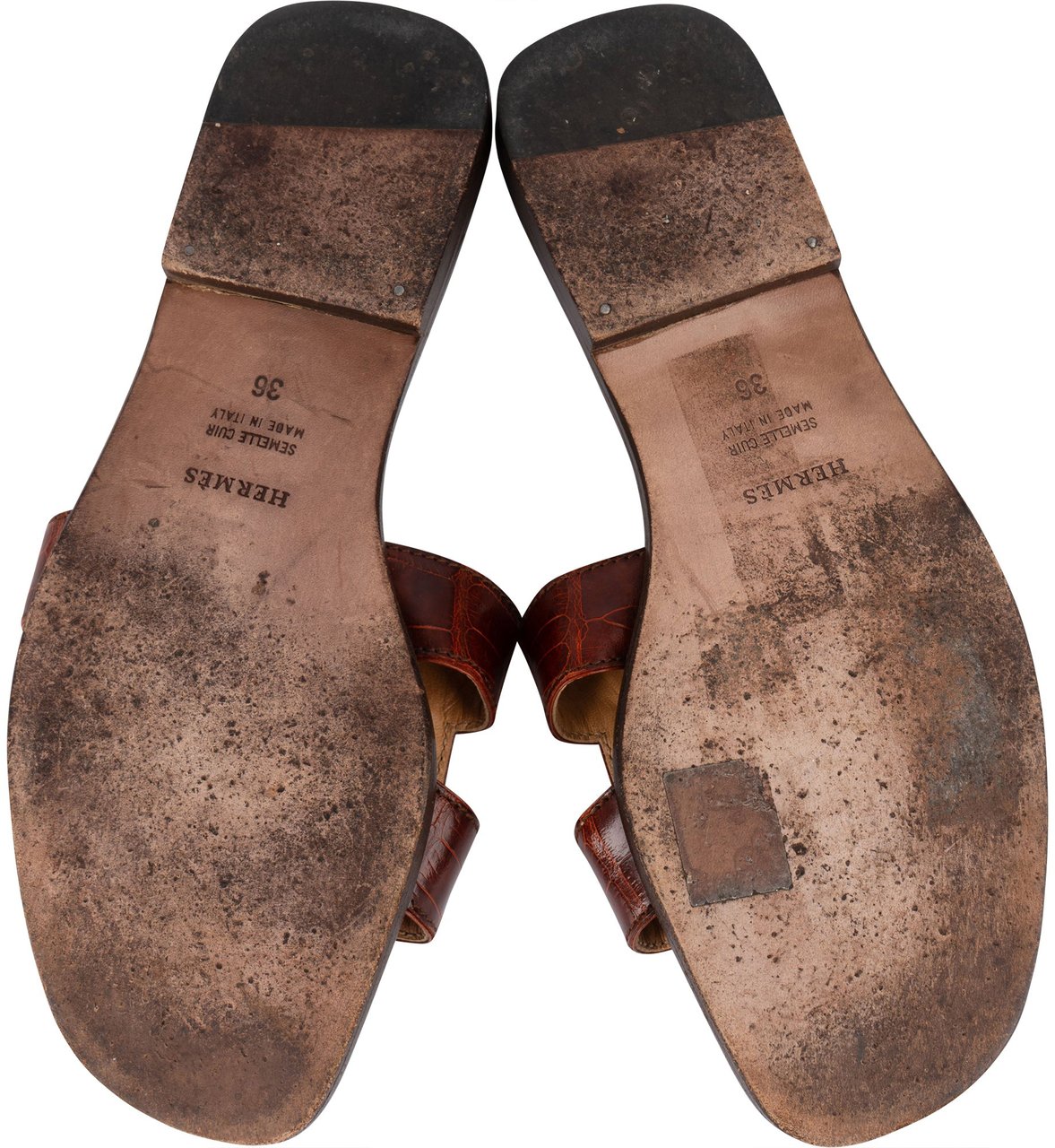 Hermès Hermès Crocodile Leather Oran Sandals (36,5) Bruin