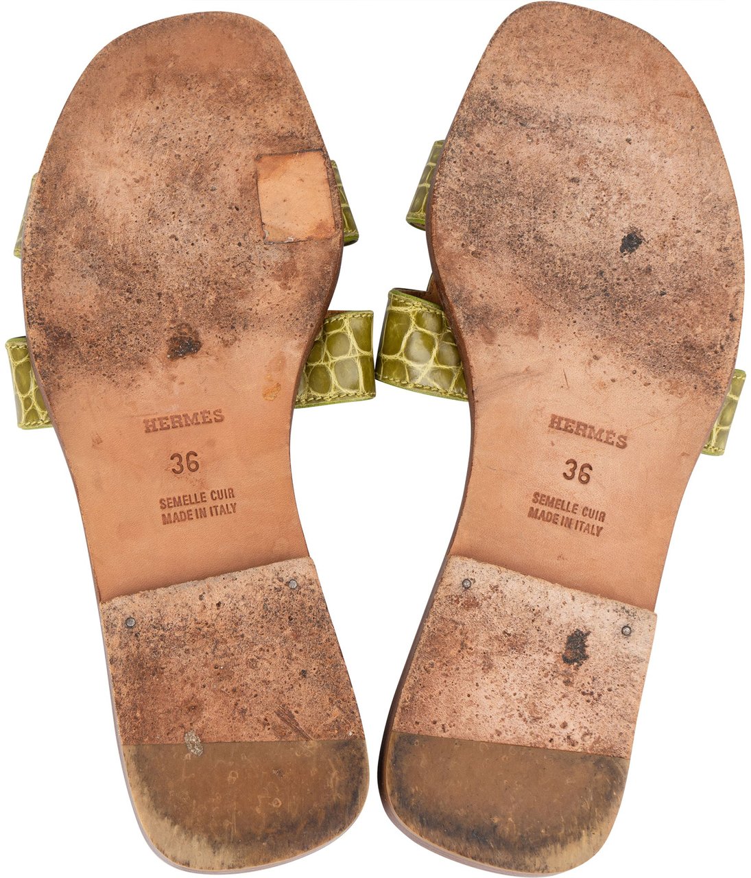 Hermès Hermès Green Crocodile Oran Sandals (36) Groen