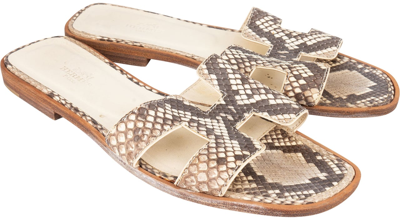 Hermès Hermès Python Leather Oran Sandals (36,5) Divers