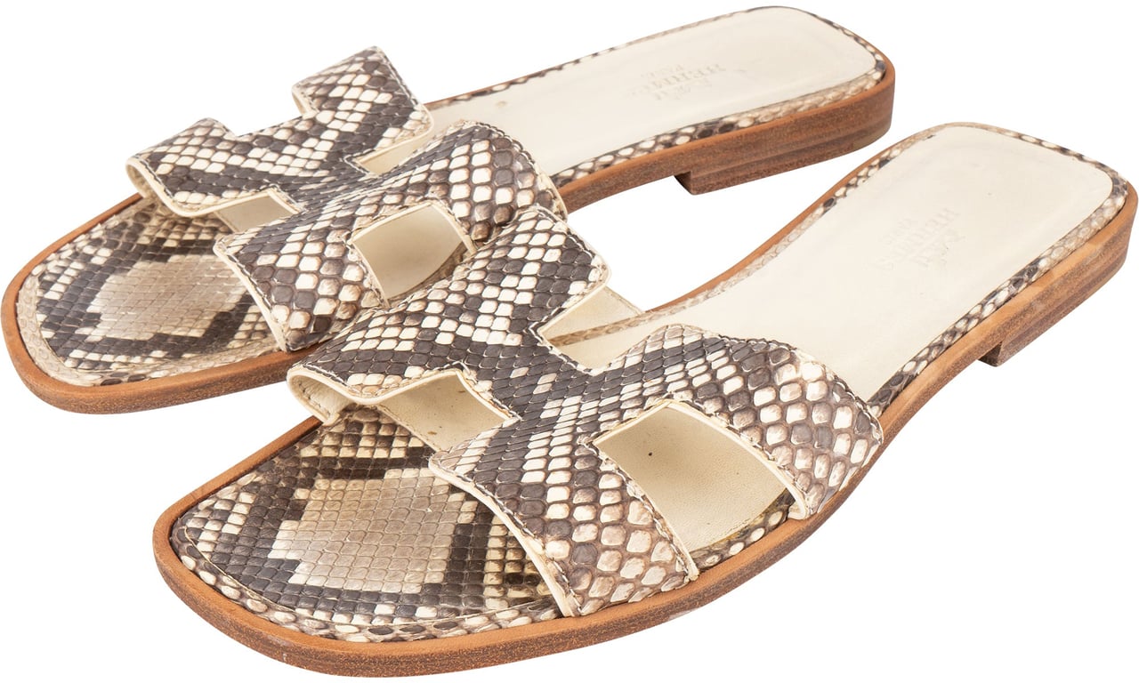 Hermès Hermès Python Leather Oran Sandals (36,5) Divers