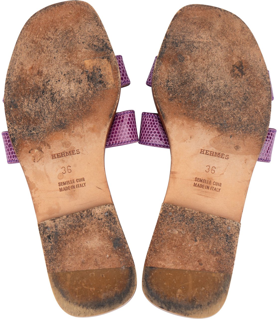 Hermès Hermès Purple Lizard Oran Sandals (36) Paars