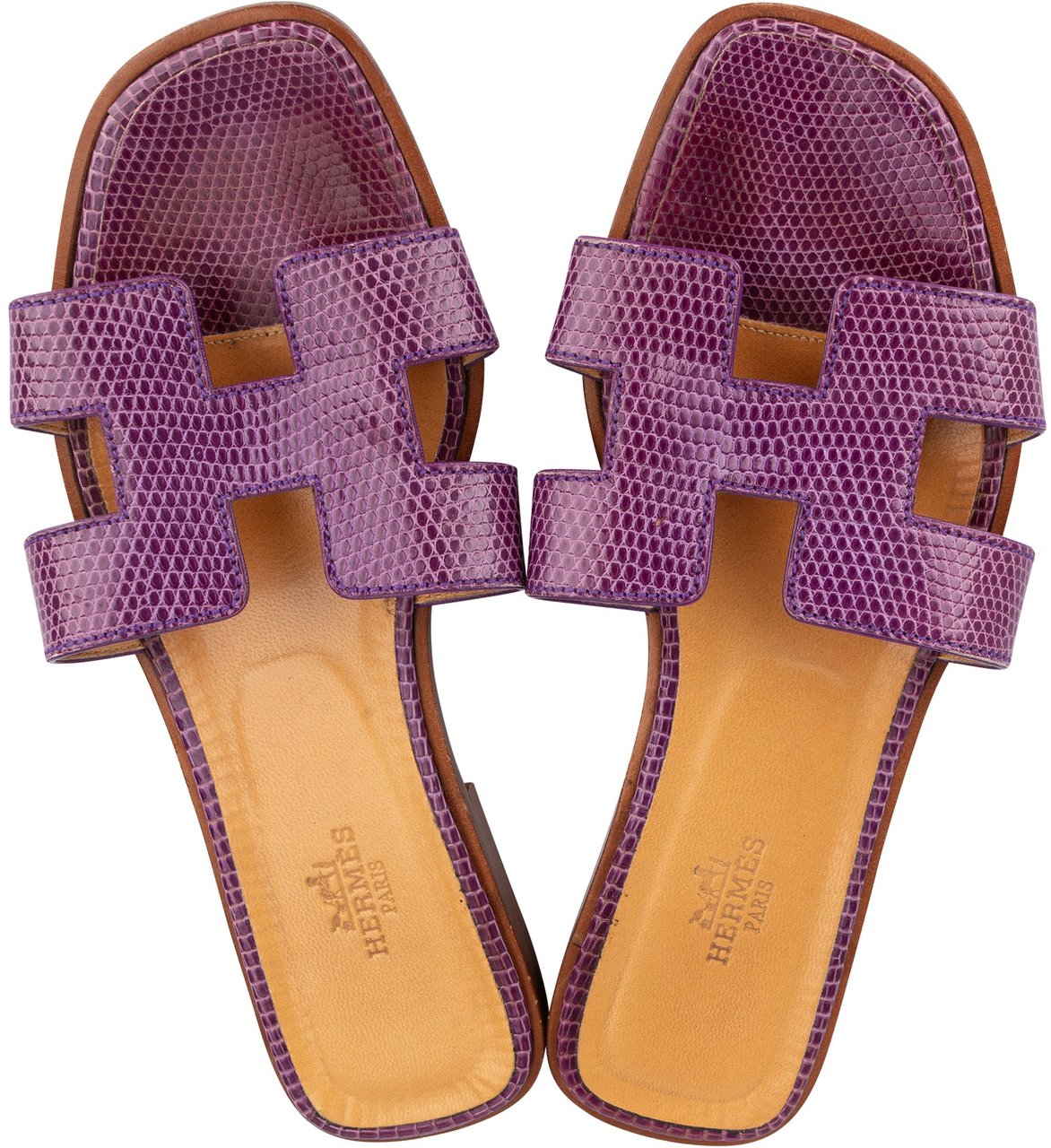 Hermès Hermès Purple Lizard Oran Sandals (36) Paars