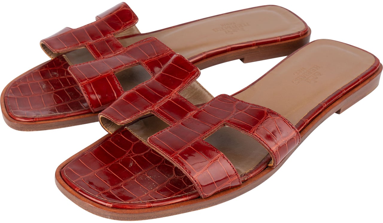 Hermès Hermès Alligator Leather Oran Sandals (36,5) Divers
