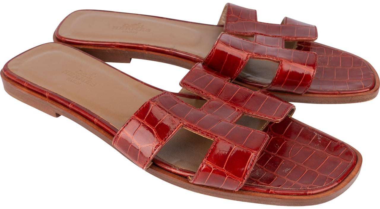 Hermès Hermès Alligator Leather Oran Sandals (36,5) Divers