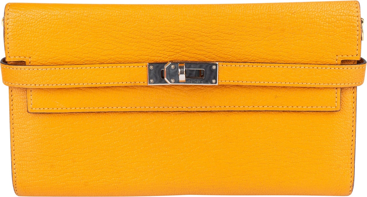 Hermès Hermès Jaune Chevre Leather Kelly Wallet Geel